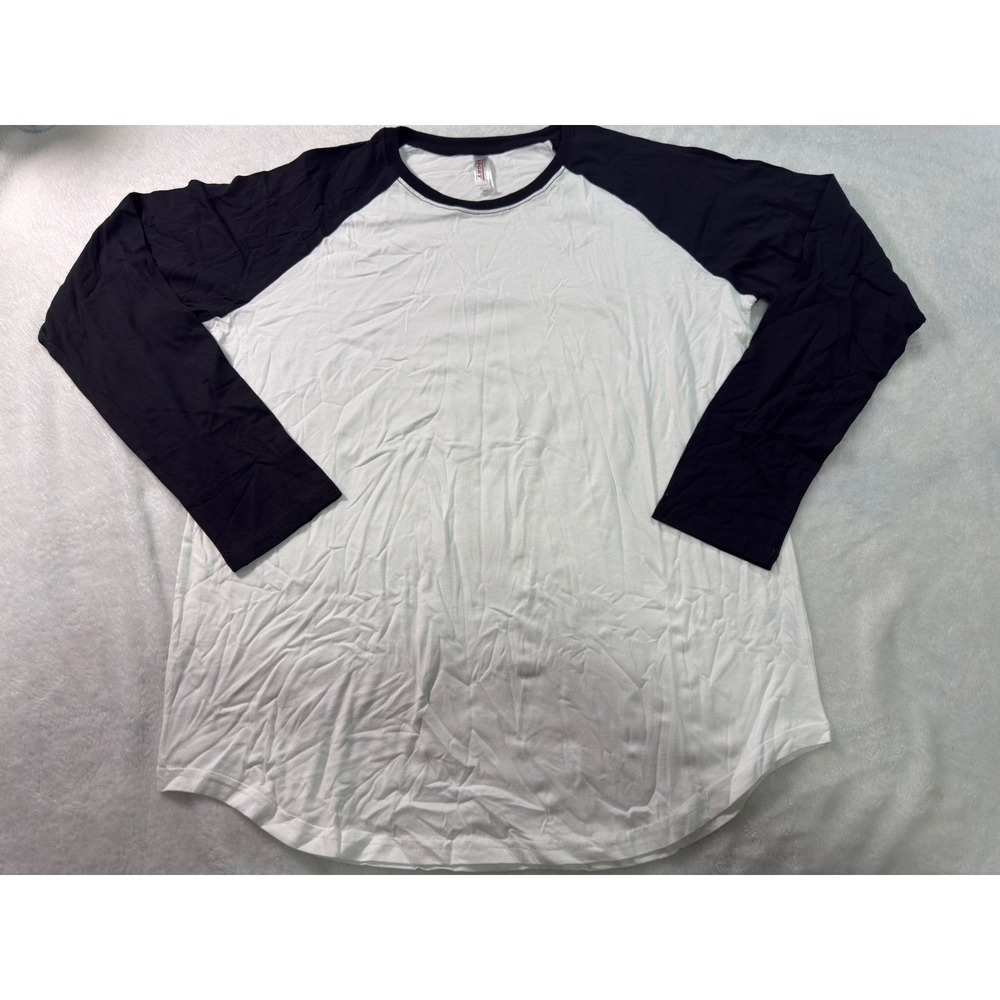 Royal Avalon Mens Baseball Raglan T-Shirt White Black Long Sleeve Cotton L - Picture 2 of 8